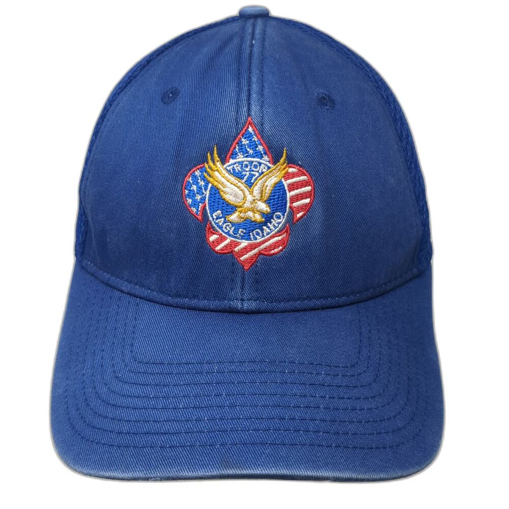 New Era Baseball Cap Blue M 39THIRTY Mesh Back Boy Scouts Troop 77 Idaho Hat